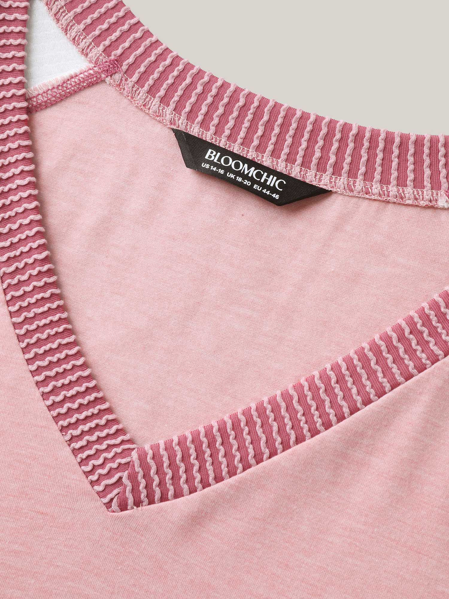 Color Contrast Textured Raglan Sleeve T-Shirt