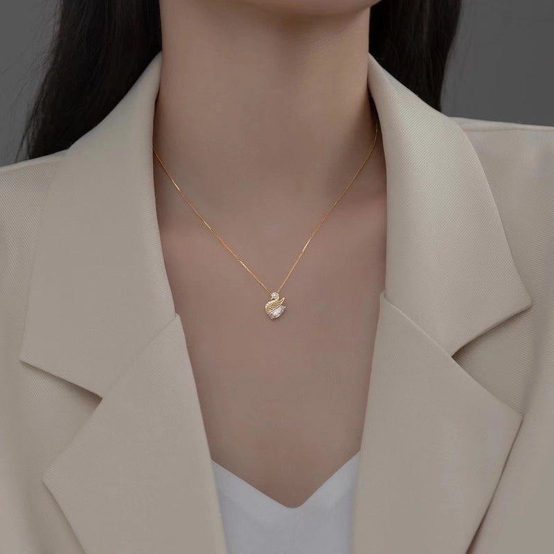 Sweet Minimalist Star Heart Shape Bow Knot Titanium Steel Zircon Plating Inlay Pendant Necklace