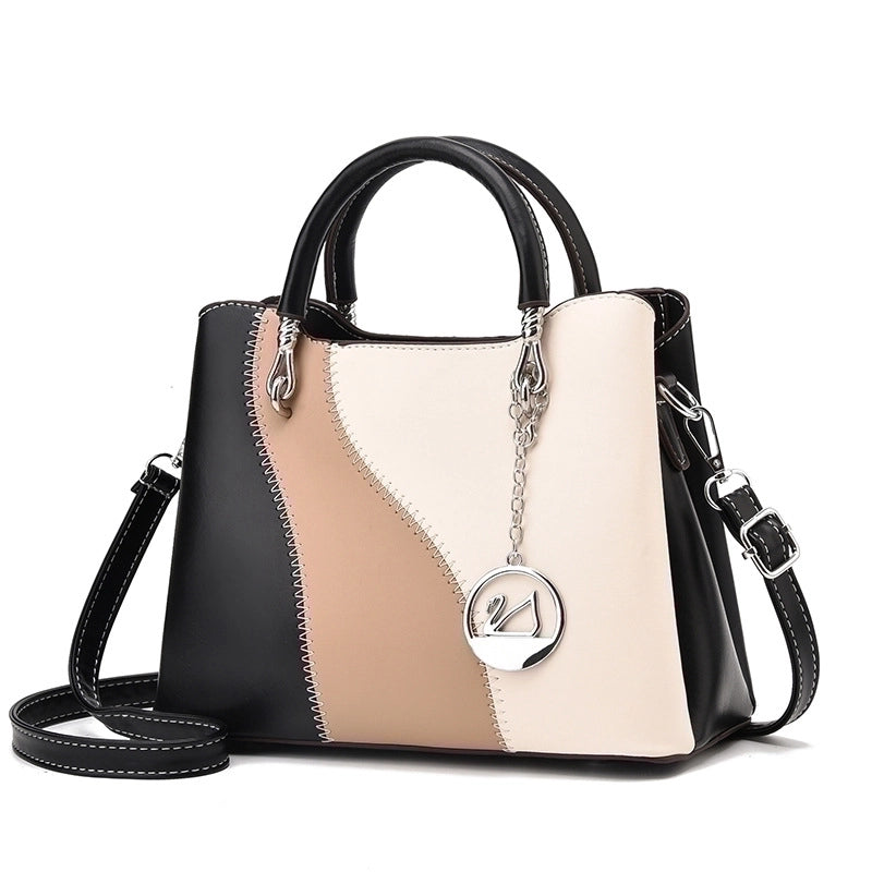 Women's Pu Leather Color Block Streetwear Square Zipper Handbag