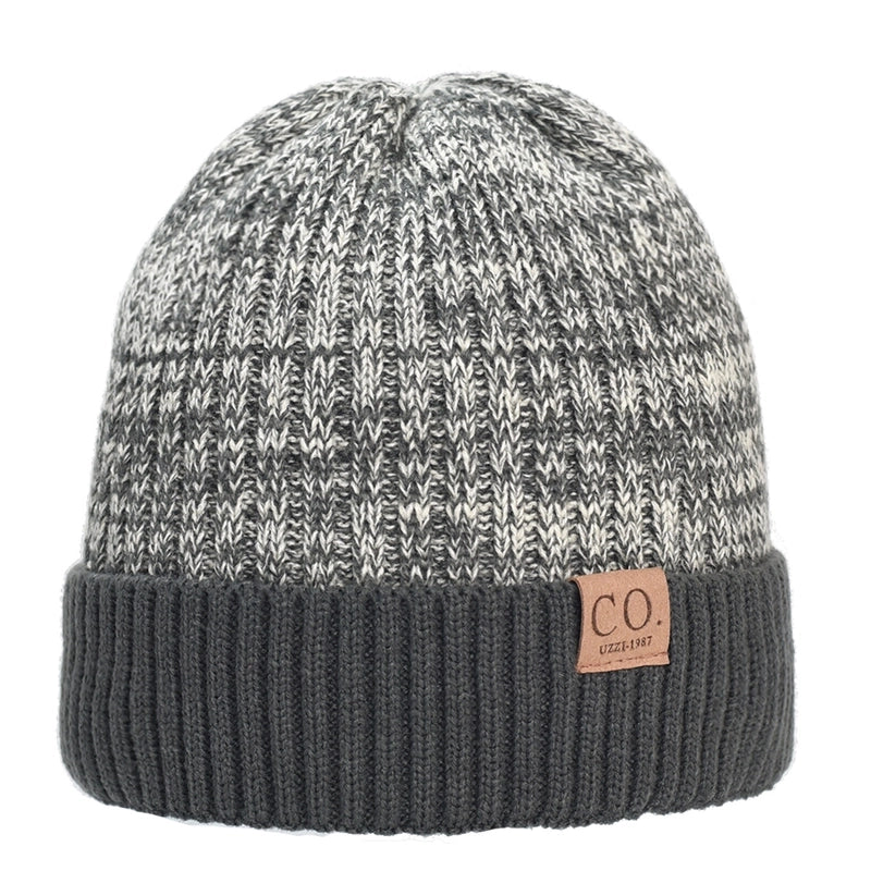 In Stock Winter Men's Double-layer Wool Hat Adult New Fleece-lined Thick Warm Knitted Hat CO