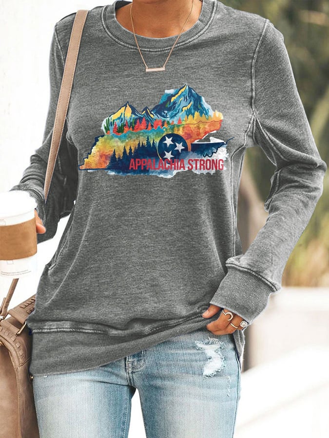 Women's Appalachian Strong Western Hurricane Helene Printed Casual Sweatshirt