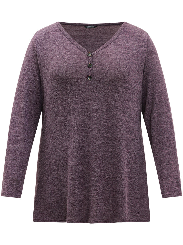 Heather Button Up Long Sleeve T-shirt