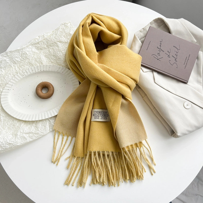 Women's Basic Solid Color Imitation Cashmere Tassel Scarf