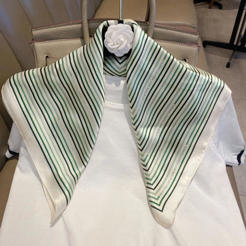 Women's Sweet Color Block Silk Printing Silk Scarf