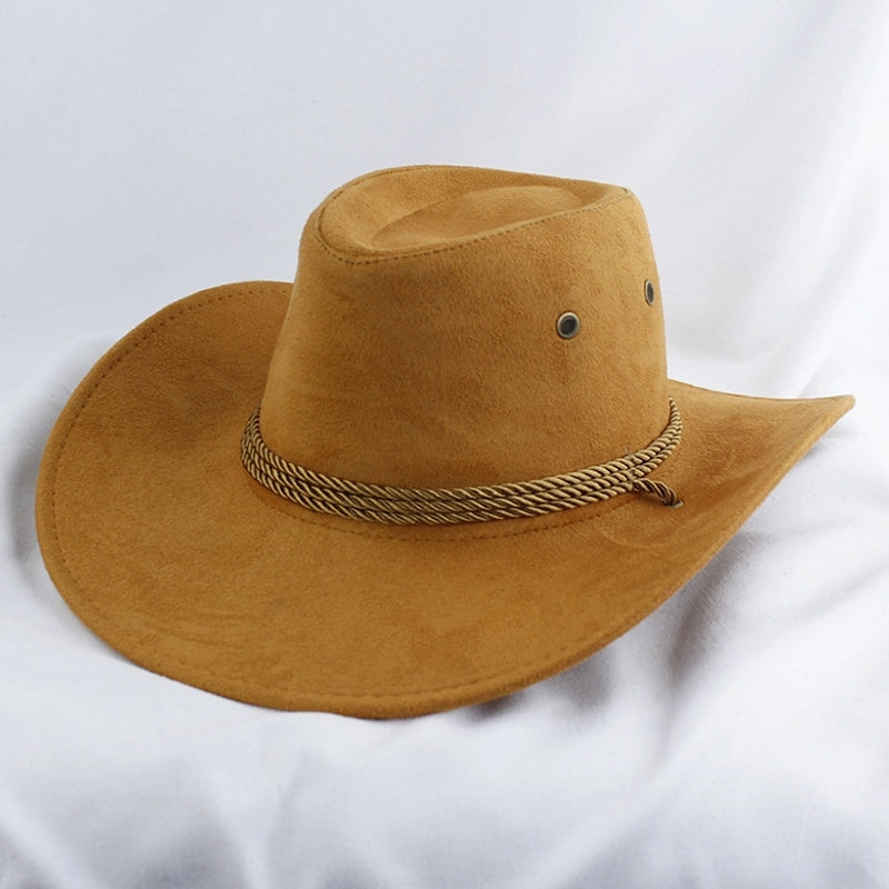 American Western Cowboy Hat Spring And Autumn Leather Men's Mountain Climbing Spanish Women's Sun Big Edge Sun Hat Sunscreen Travel