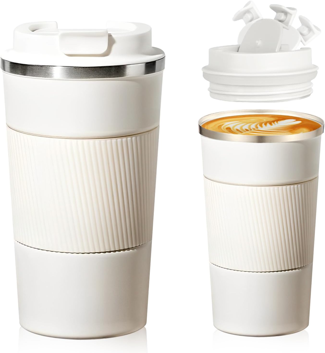 Senshuomy Travel Mug, Insulated Coffee Cup with Leakproof Lid, Reusable Coffee Cups Travel Cup, Stainless Steel thermaol Mug for Hot Cold Drinks (Green 380ml)