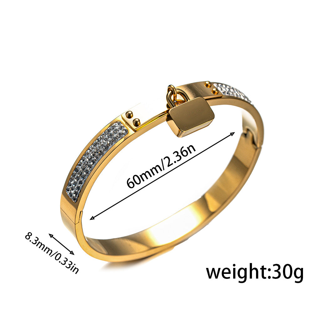 Personalized Fashion Small Lock Letter Titanium Steel Bracelet Fashionable Diamond Bracelet