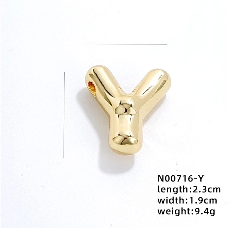 304 Stainless Steel Copper Gold Plated IG Style Minimalist Polishing Plating Letter Charms
