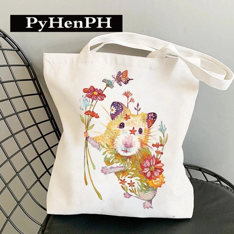 Women's Canvas Printing Classic Style Square Open Canvas Bag