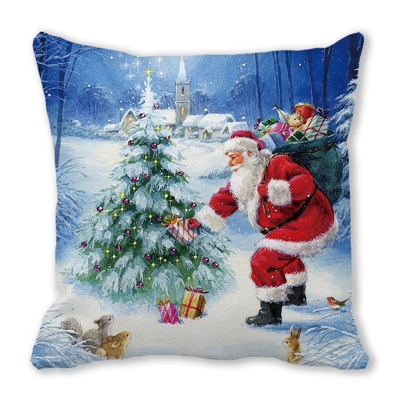 Christmas Pastoral Santa Claus Chemical Fiber Pillow Cases Couch & Sofa Decor