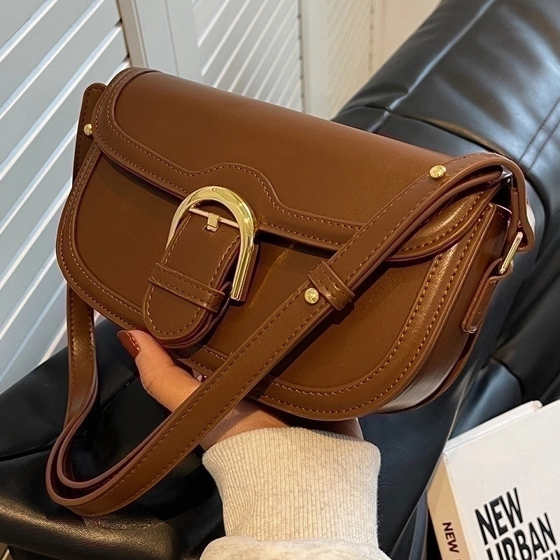 Women's Small All Seasons Pu Leather Streetwear Saddle Bag