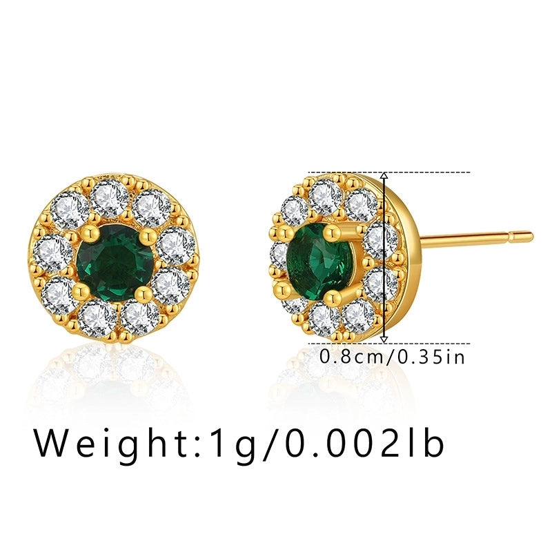 1 Pair Minimalist Geometric Inlay Copper Zircon 18K Gold Plated Ear Studs