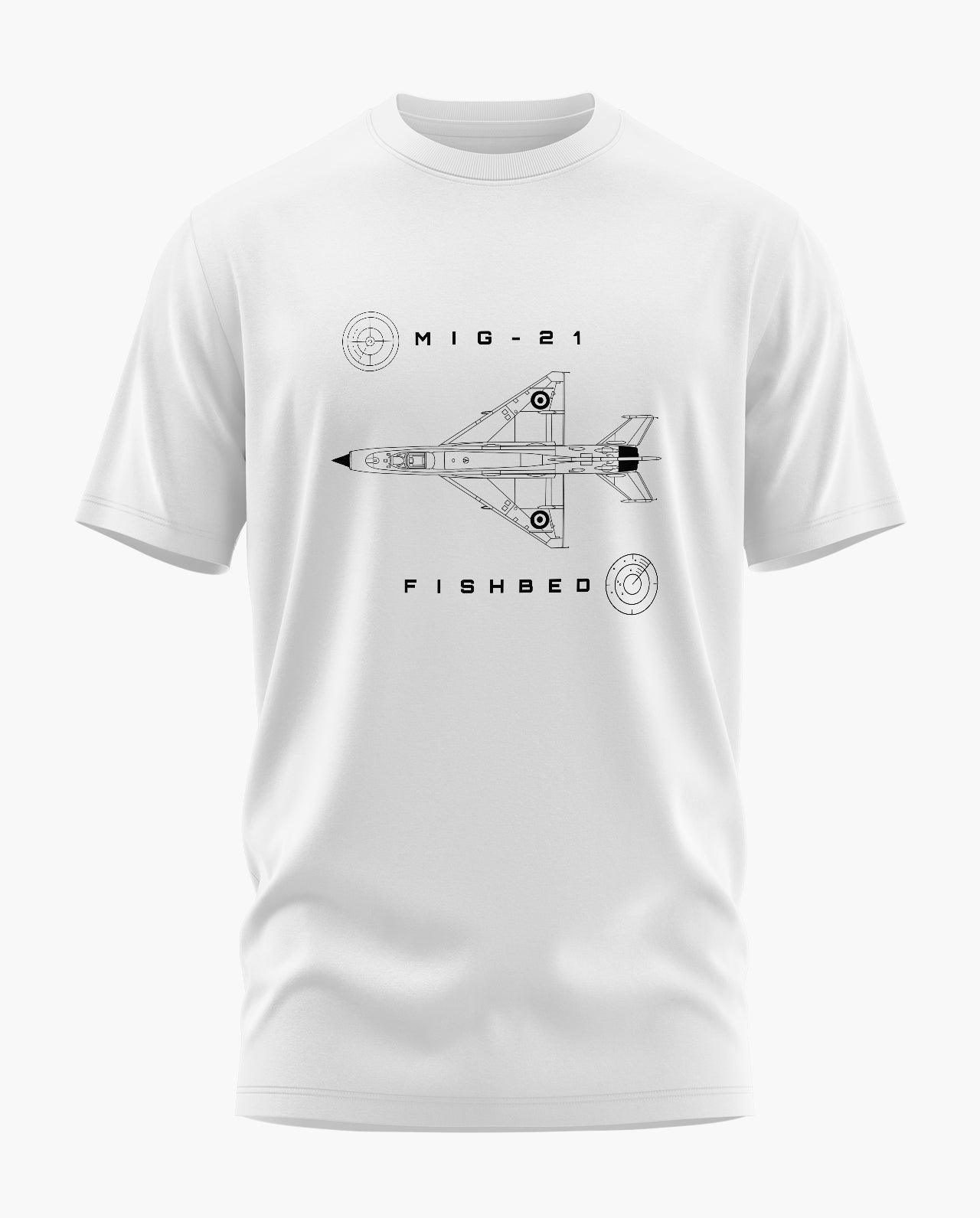 MiG 21 Fishbed Blueprint T-Shirt