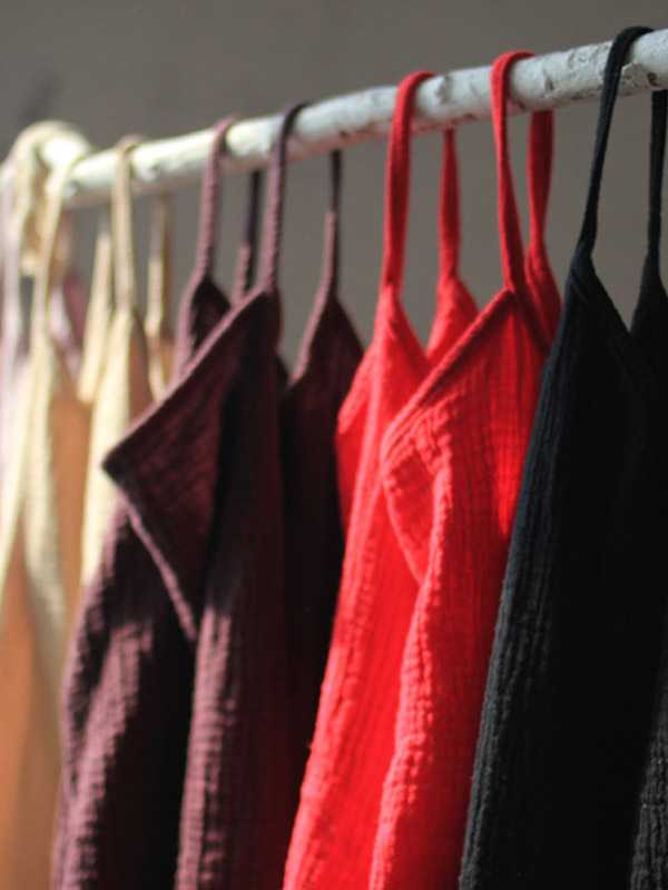 Vintage Solid Color Spaghetti-Neck Loose Sleeveless Mini Dress