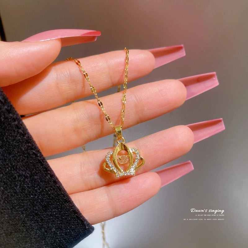 Fashion Geometric Titanium Steel Copper Plating Artificial Diamond Necklace
