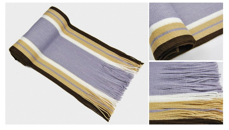 Autumn And Winter Scarf Warm Striped Scarf Men's Double-sided Scarf Tassel Wool Men's Fashion Youth Artistic