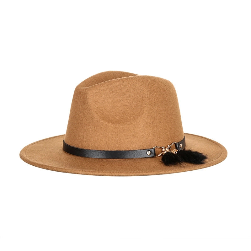 Hat New  Fashion Top Hat Creative Belt Decorative Woolen Jazz Hat Hot