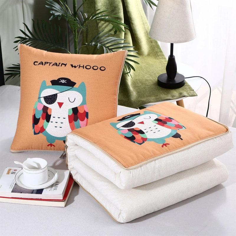 Pillow Quilt Dual-use Two-in-one Four-season Universal Car Thin Cushion Sleeping Blanket Activity Gift Printing