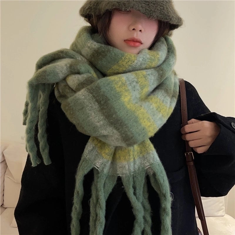 Women's Lady Minimalist Lattice Imitation Cashmere Scarf