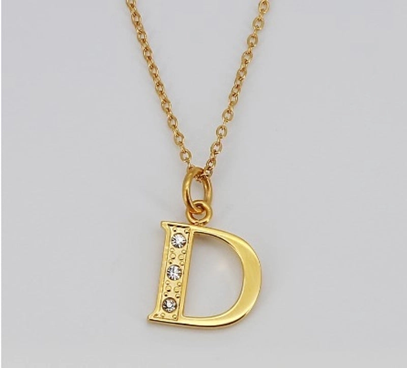 Minimalist Letter 304 Stainless Steel Rhinestones Inlay Stainless Steel Necklaces