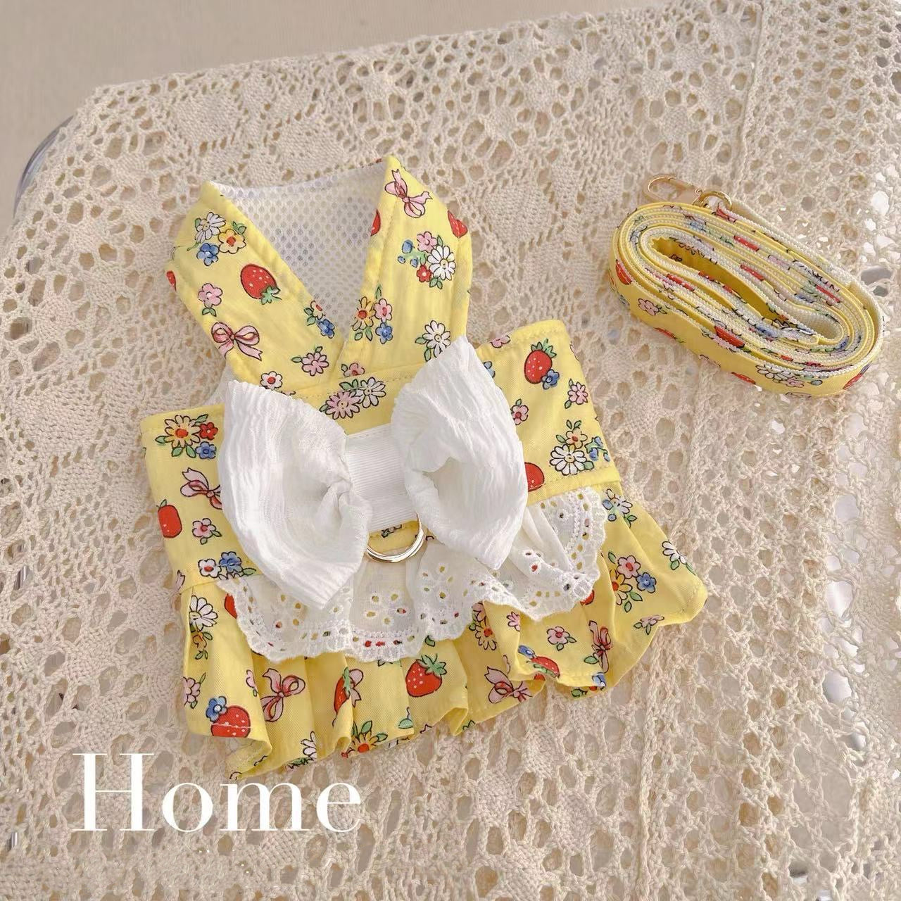 Fruit Printed Lace Bow Dog Harness&Leash