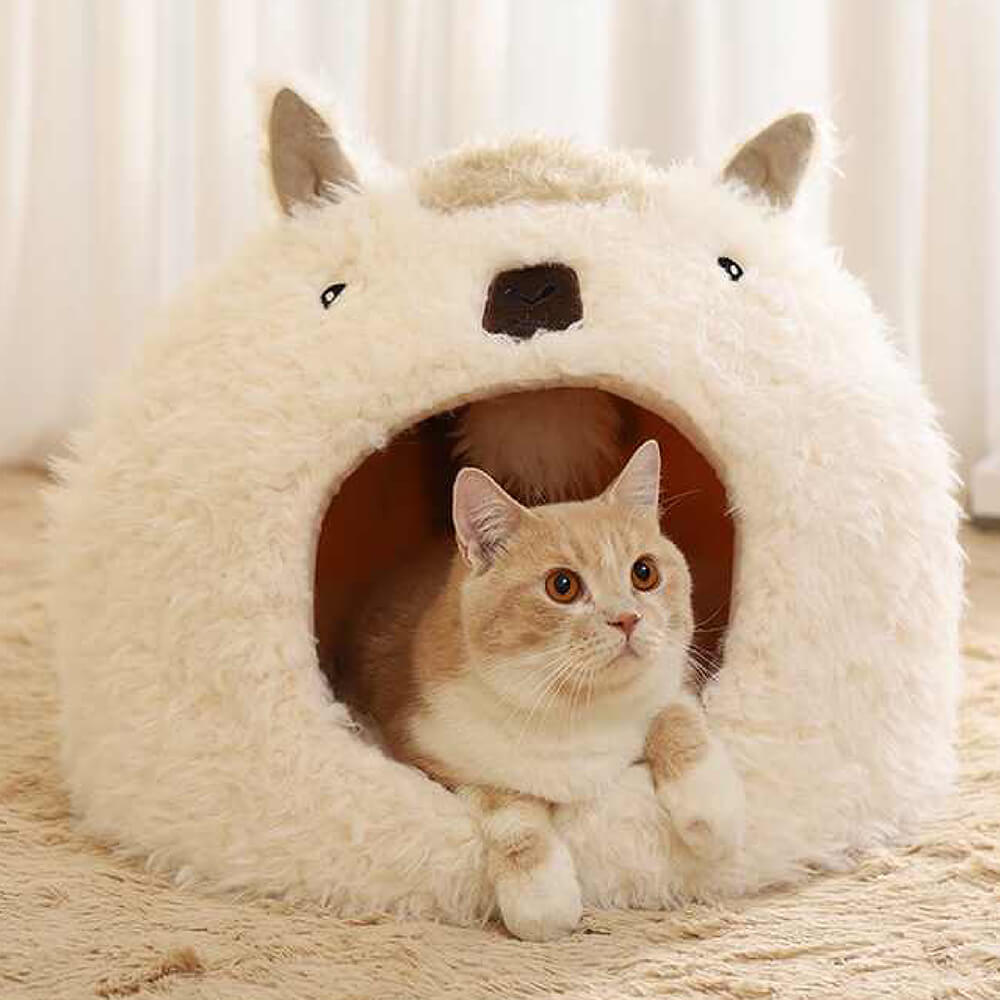 Cartoon Alpaca Warm Semi-Enclosed Cat Cave