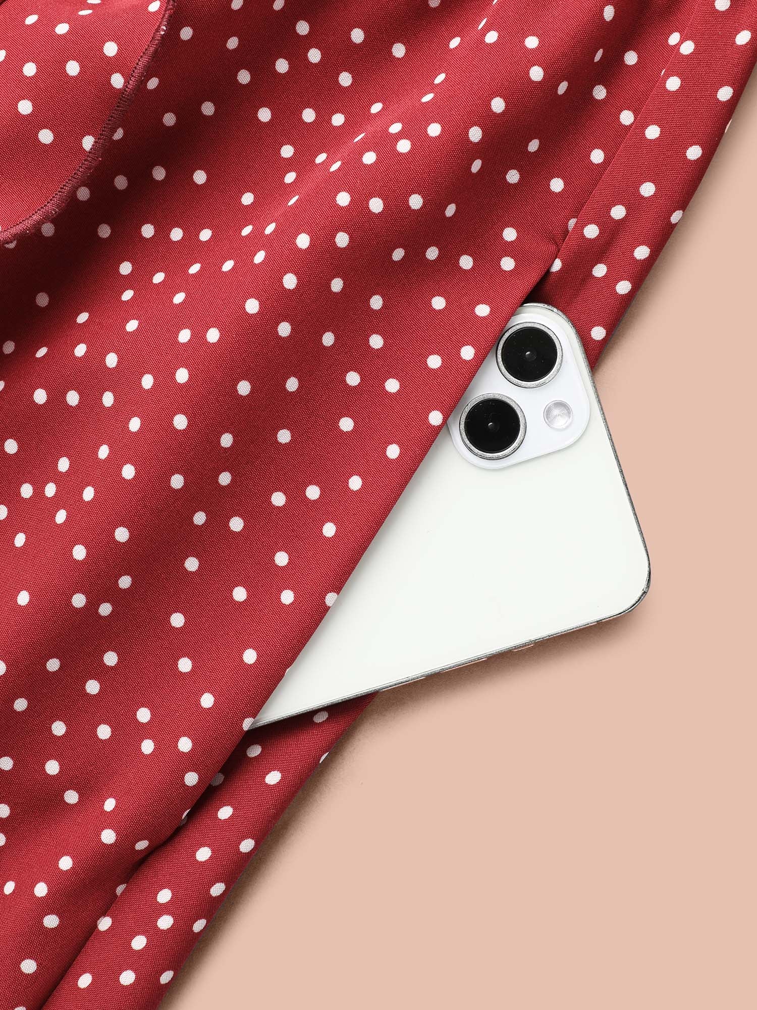 Polka Dots Waist-Tie Ruffled Midi Dress