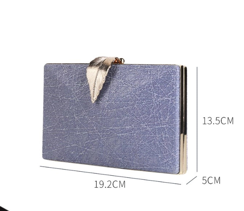 Blue Black Gold Pu Leather Solid Color Square Evening Bags
