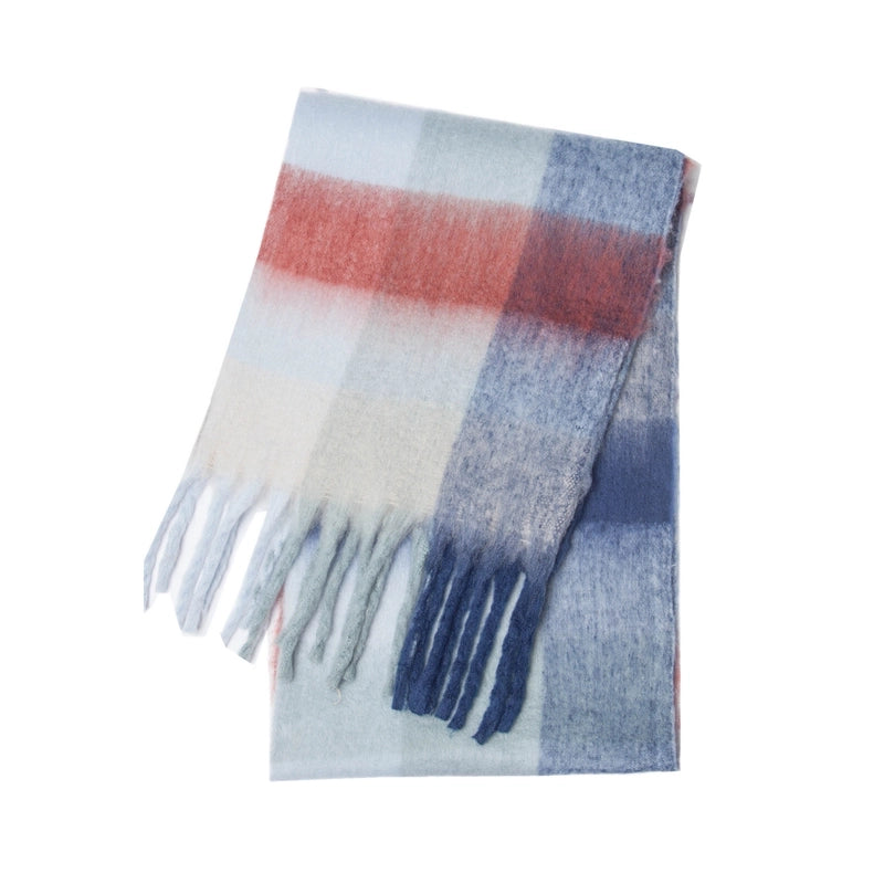 Women's Casual Minimalist Lattice Polyester Tassel Scarf
