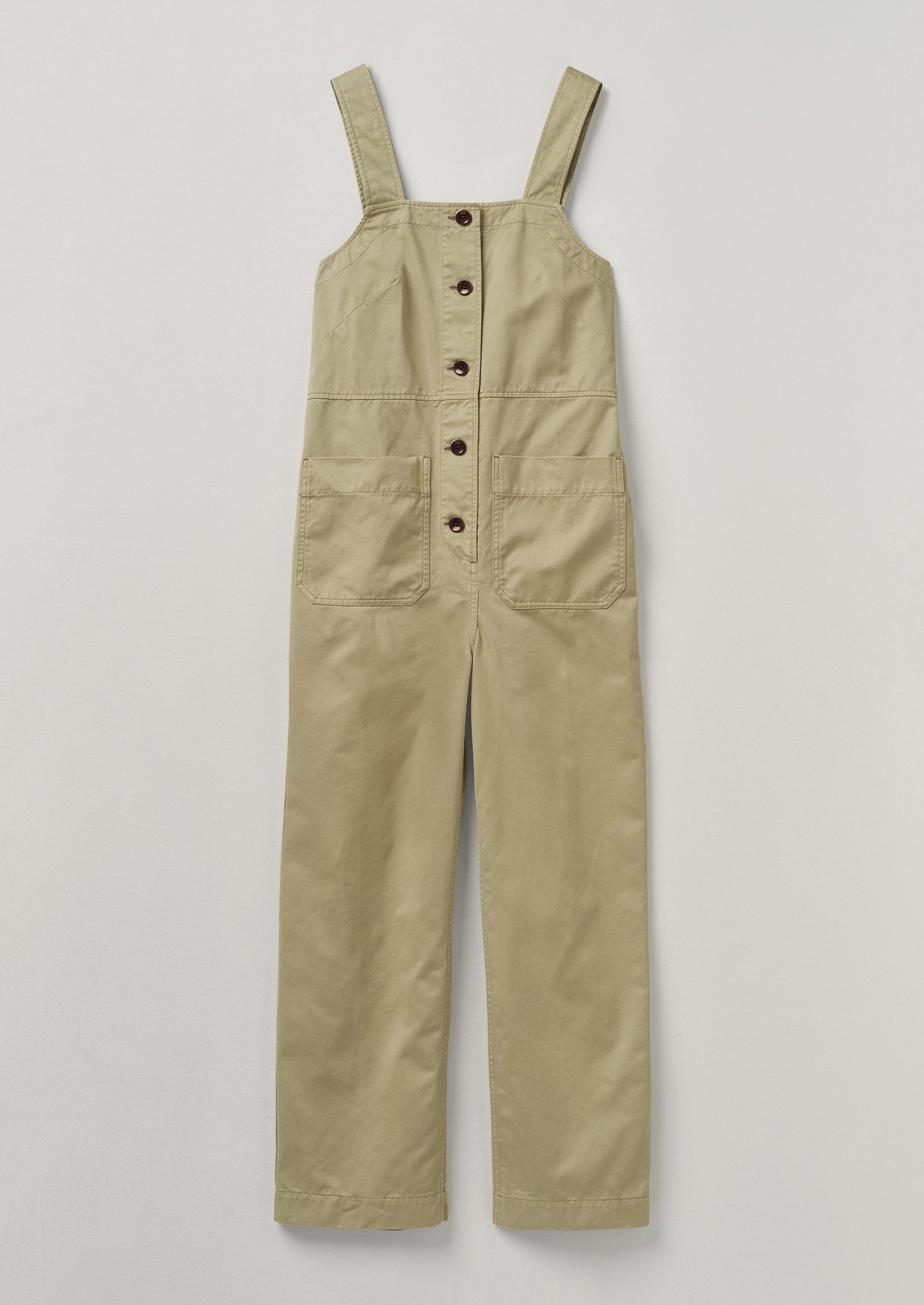 Herringbone Cotton Dungarees | Stone