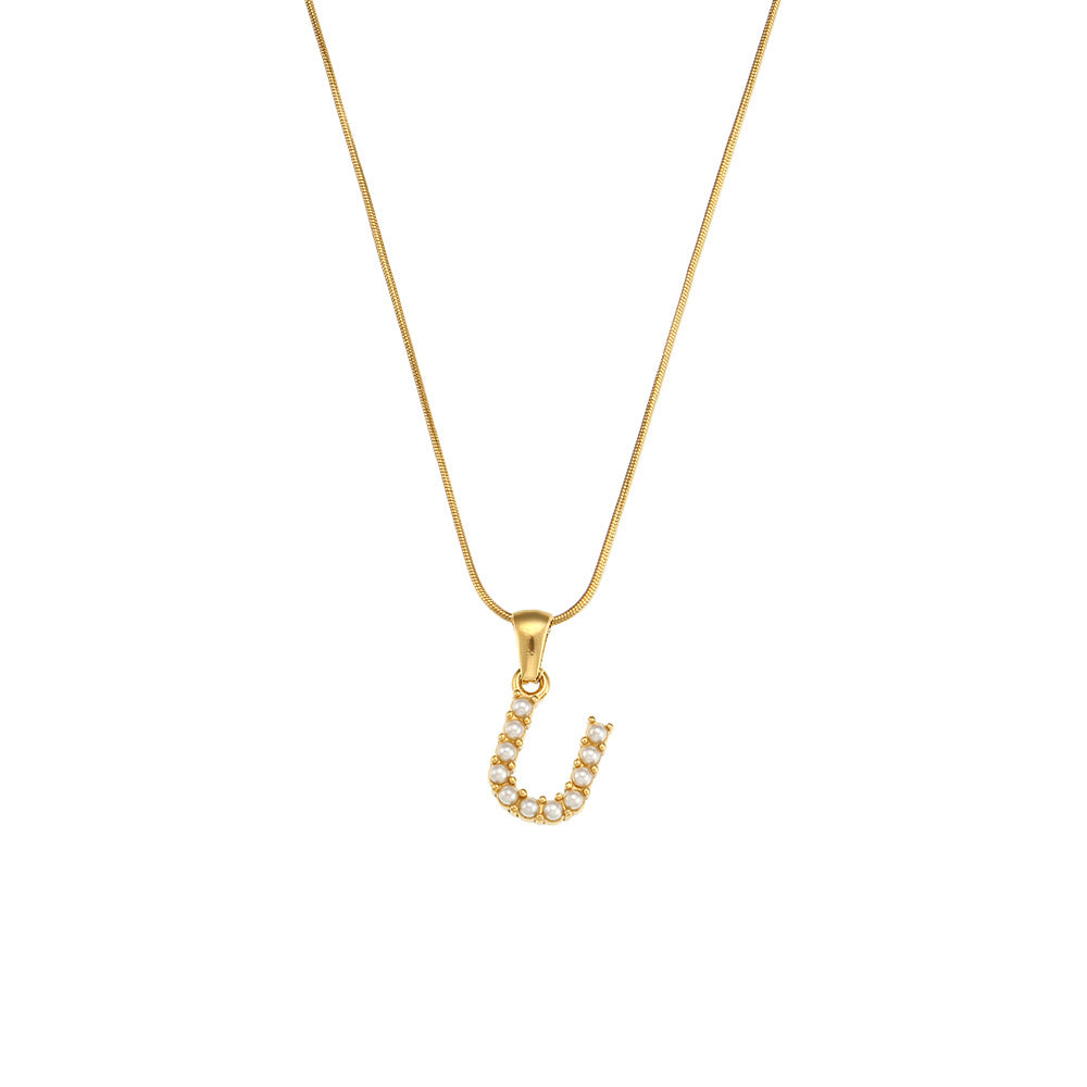 Fashion Letter Number Text Stainless Steel 18K Gold Plated Necklaces