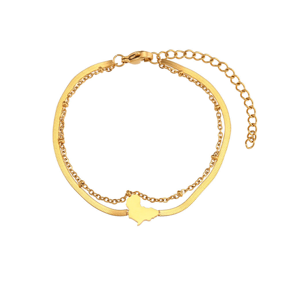 Women Fashion Stripe Geometric Stainless Steel 18K Gold Plated Bracelets