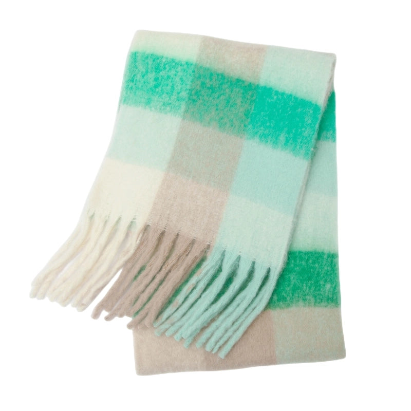 Women's Casual Minimalist Lattice Polyester Tassel Scarf
