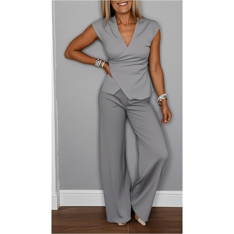💋Women's Elegant V-Neck Top & Pants Set