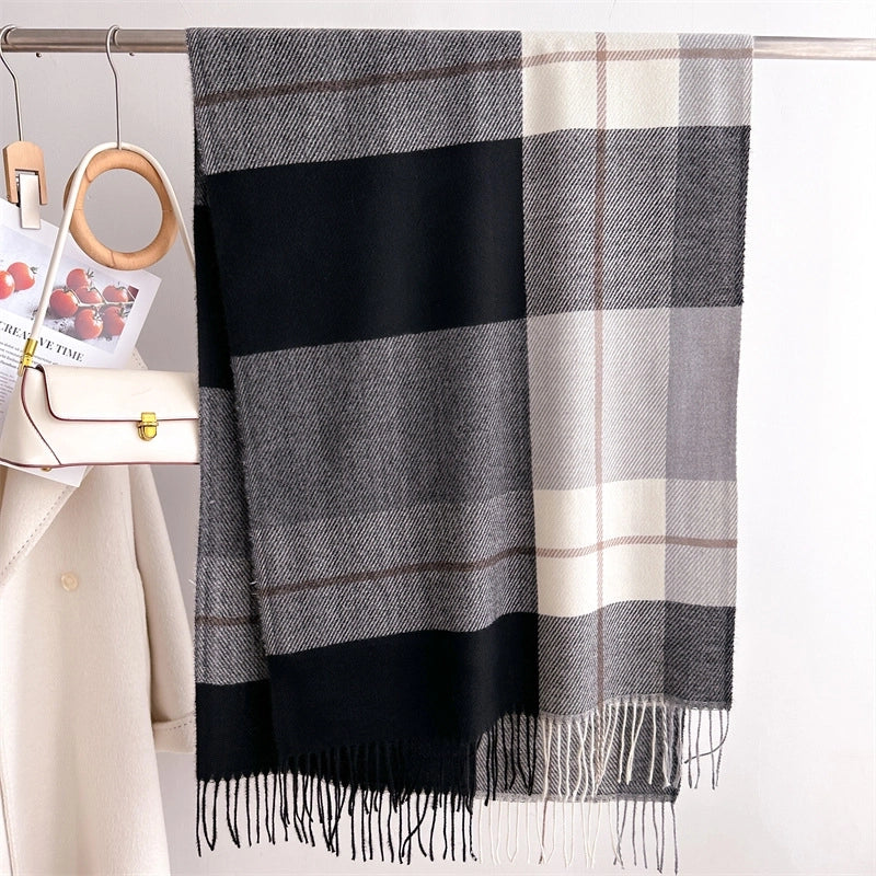 Unisex Business Basic Minimalist Tassel Imitation Cashmere Polyester Scarf