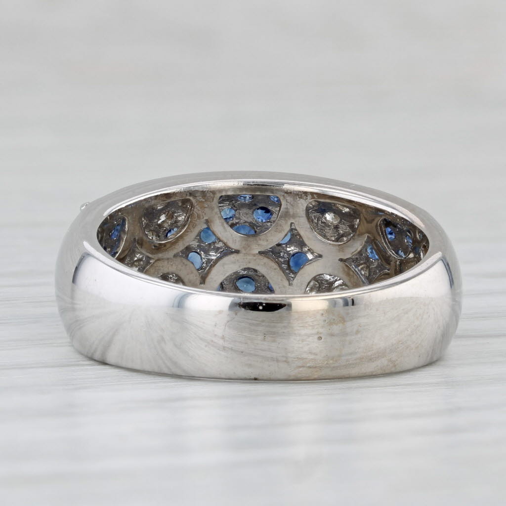 1.77ctw Blue Sapphire Diamond Cluster Ring 14k White Gold Size 8