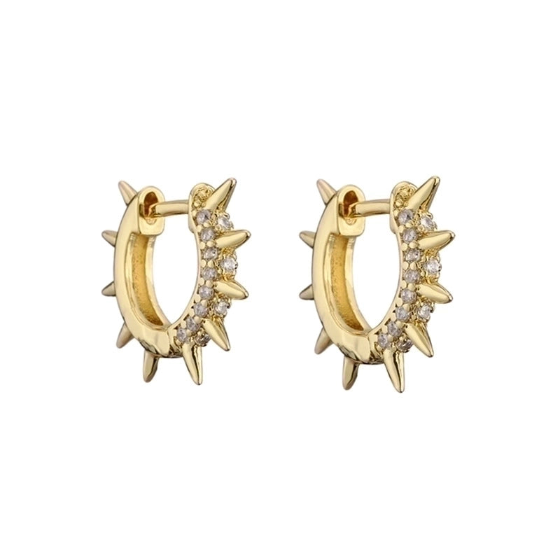 Simple Micro-inlaid Thorn Pointed Copper Plated Ear Clip