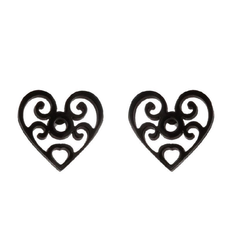 Minimalist Heart Shape Flower Stainless Steel Ear Studs 1 Pair