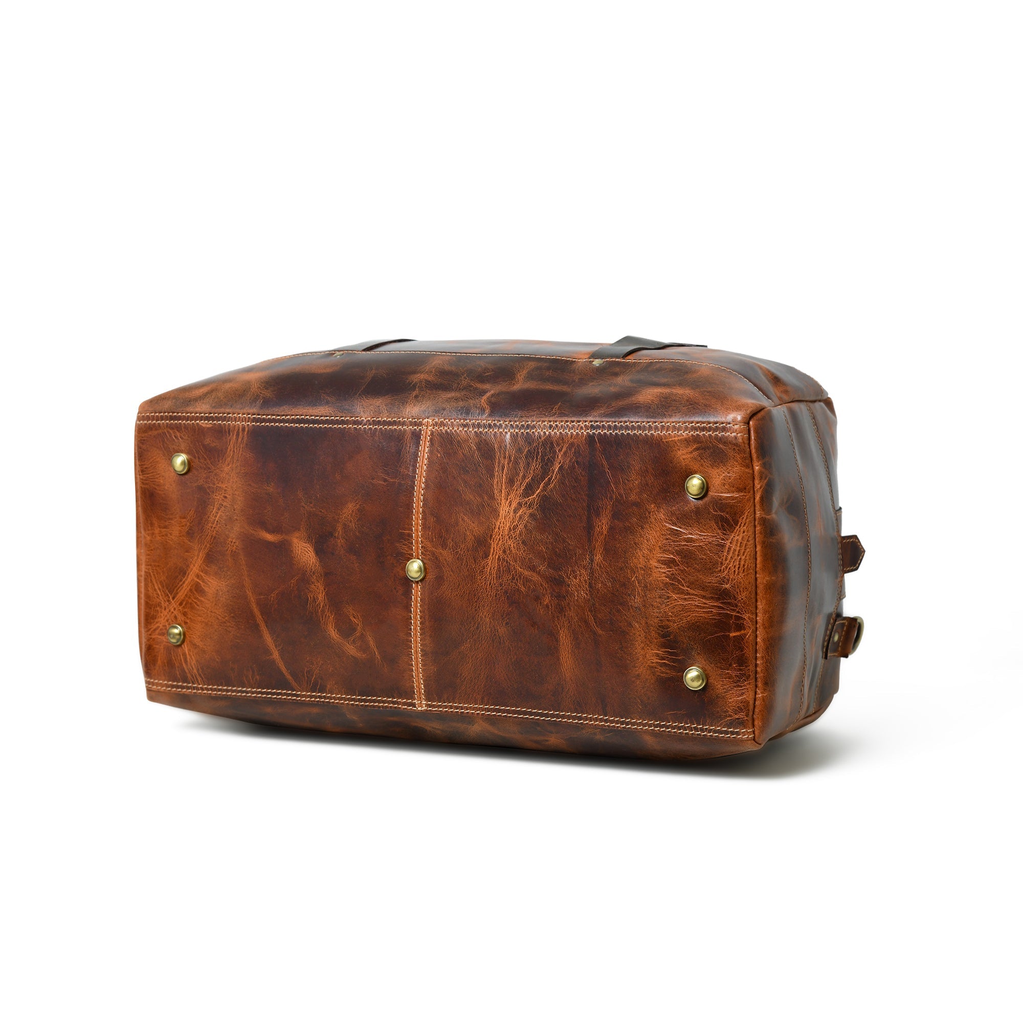Espresso Elegance Carry on Duffle. Saddle Tan