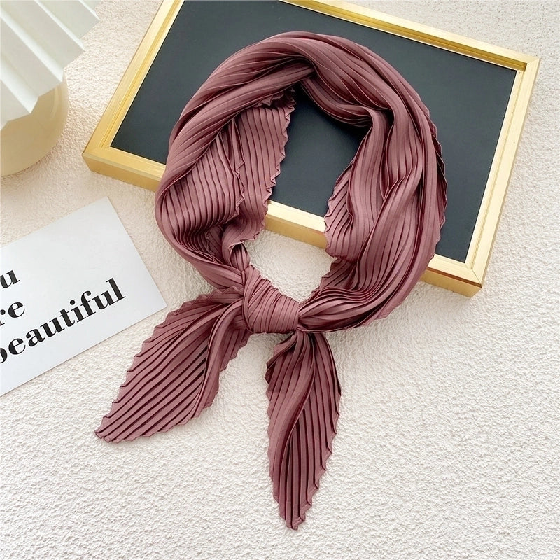 Simple Fold Solid Color Small Square Scarf