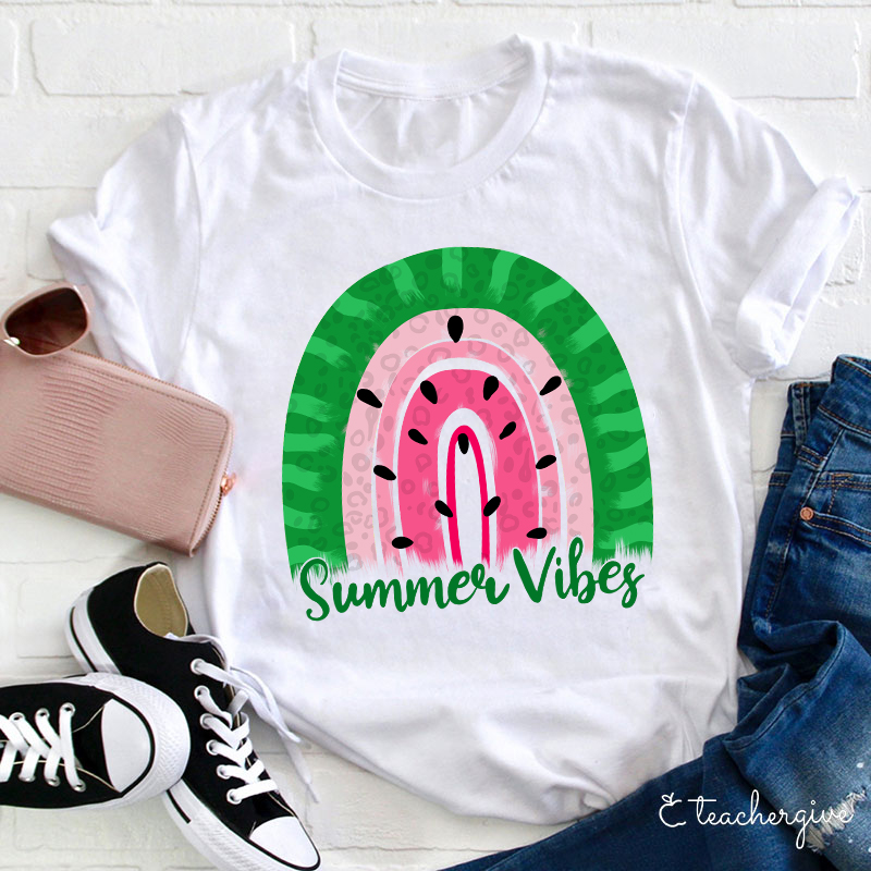 Watermelon Summer Vibes Teacher T-Shirt