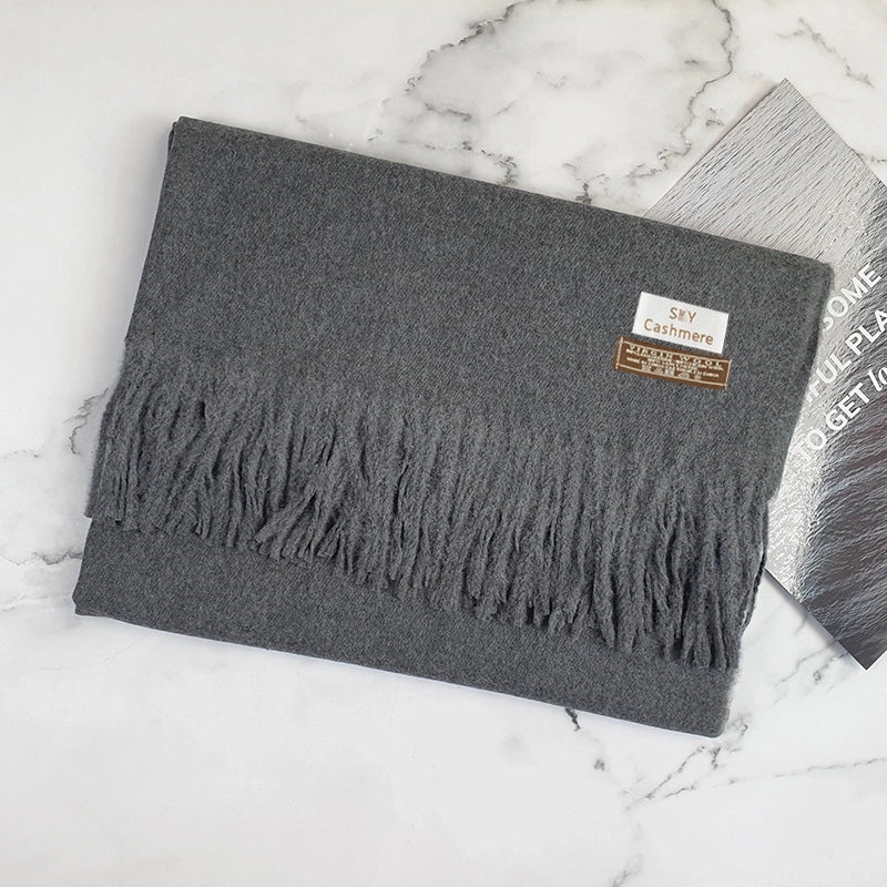 Big Red Scarf Thickened Cashmere Scarf Solid Color Women's Winter Explosions Cashmere Scarf Women's Wool Shawl