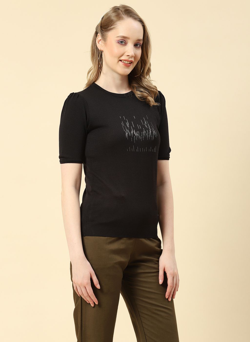 Women Black Plain Top