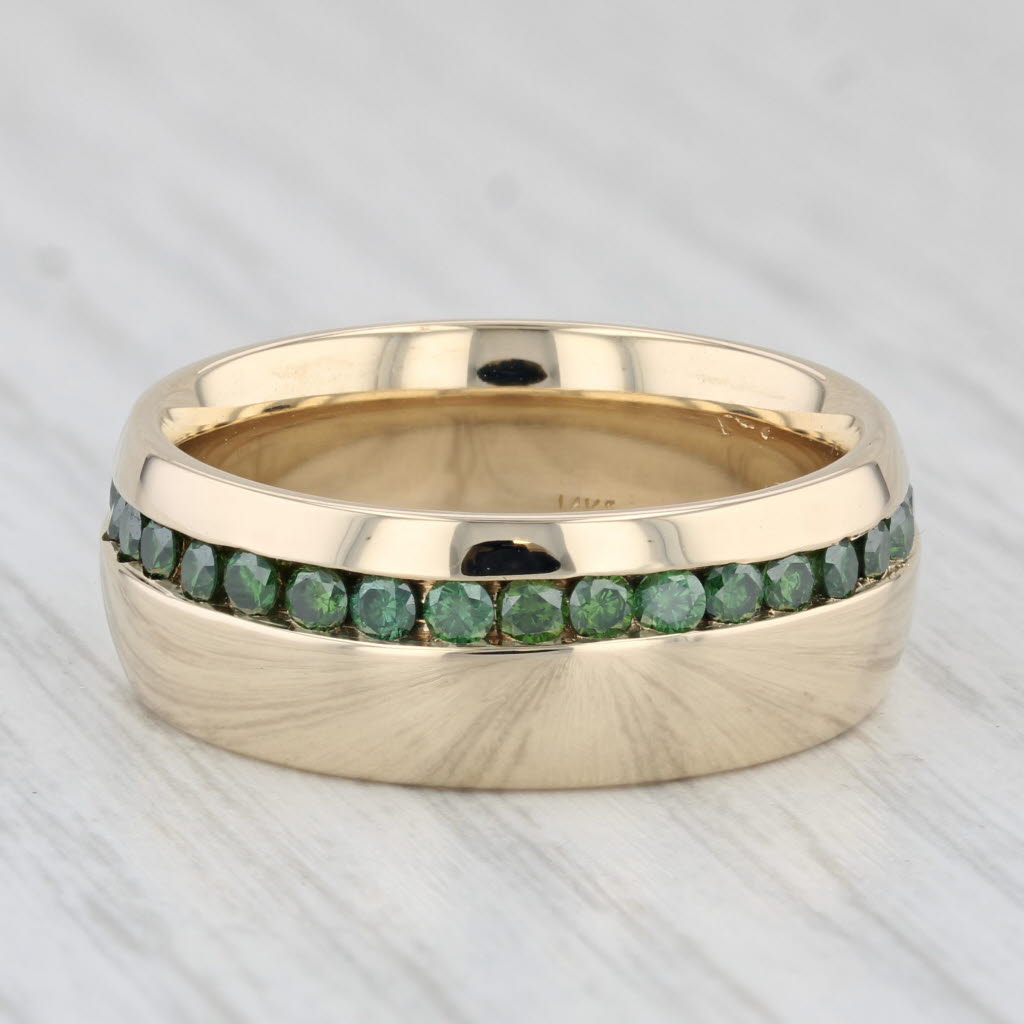 1ctw Green Diamond Ring 14k Yellow Gold Size 9 Wedding Band