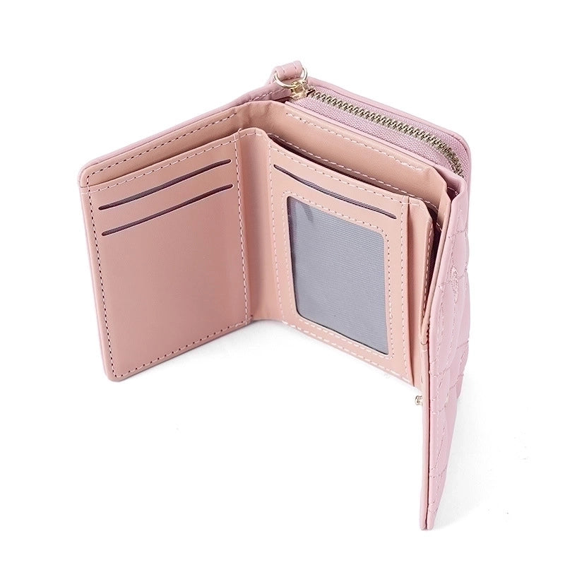 Women's Plaid Pu Leather Zipper Buckle Wallets