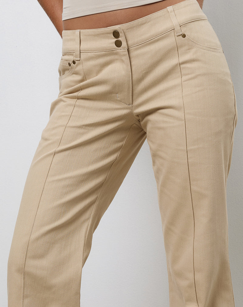 Lintira Slim Leg Trouser in Twill Sand