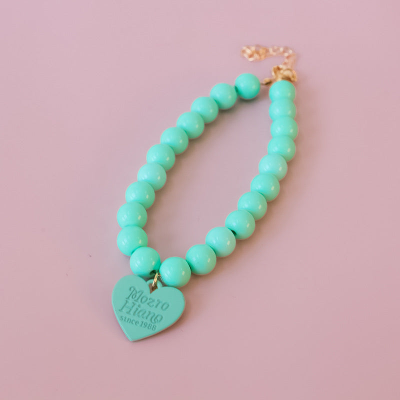 Rainbow Bead Dog Cat Necklace Collar