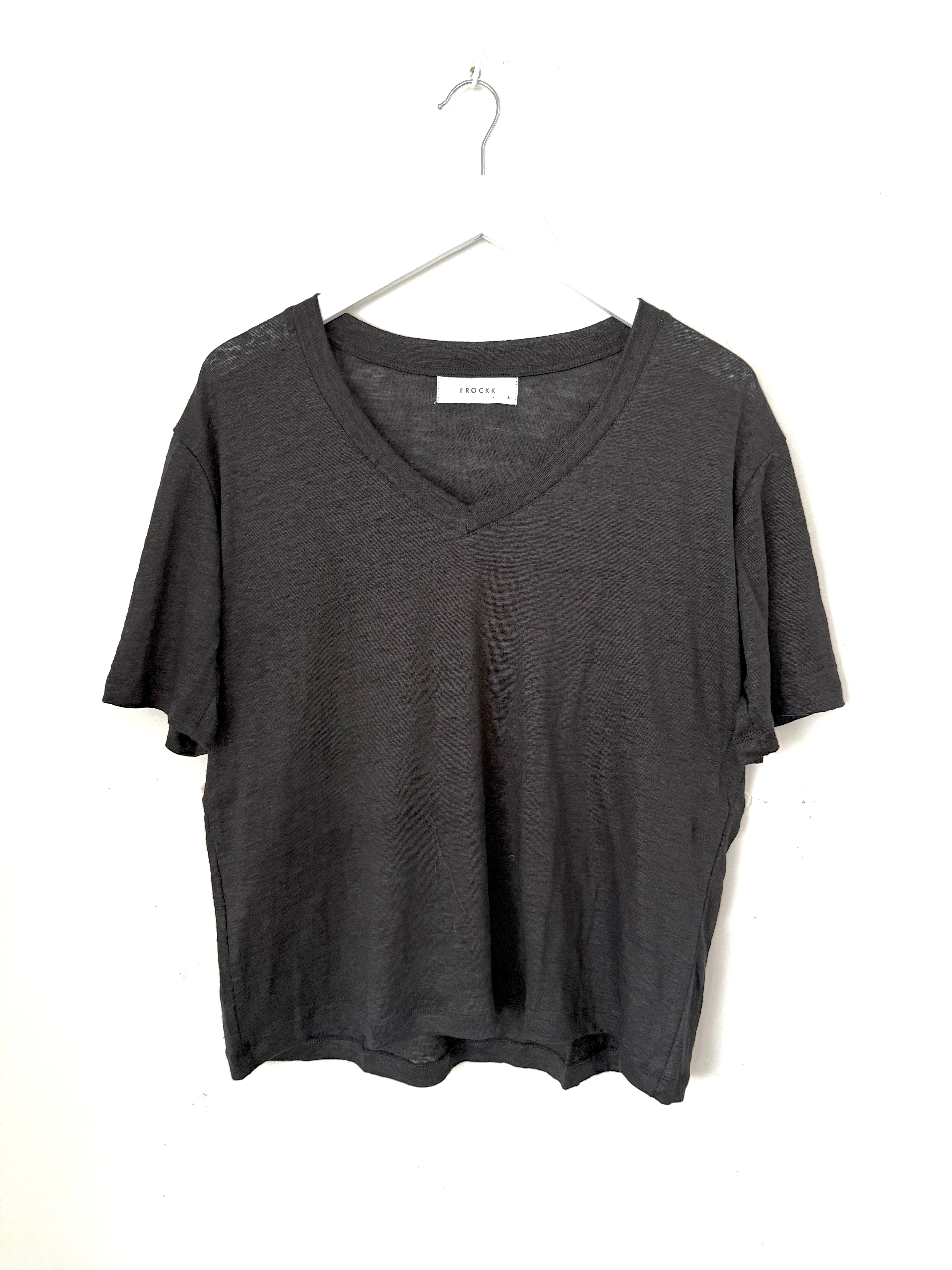 renee linen knit tee - black