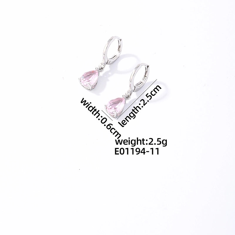 1 Pair Casual Vintage Style Minimalist Water Droplets Plating Inlay Stainless Steel Zircon White Gold Plated Gold Plated Drop Earrings