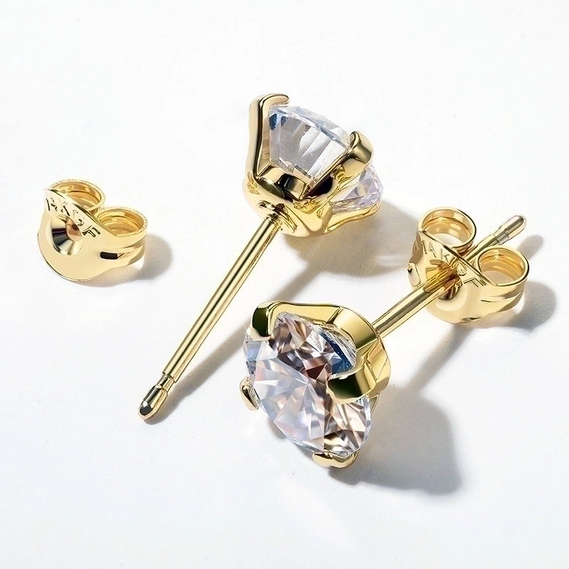 Minimalist Round Stainless Steel Inlay Zircon Ear Studs 1 Piece